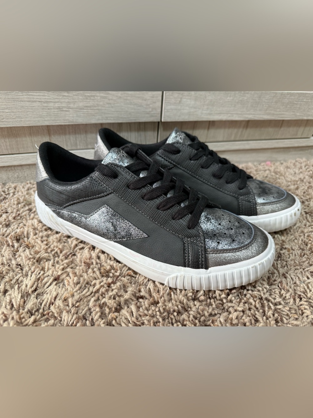 Black & Metallic Silver Low-Top Sneakers-blowfish malibu-ladies 9-9.5